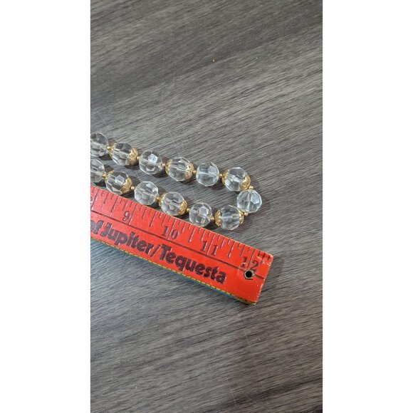 Vintage Hong Kong Crystal Bead Necklace Clear & Gold-Tone 22” Elegant Jewelry - Picture 6 of 6